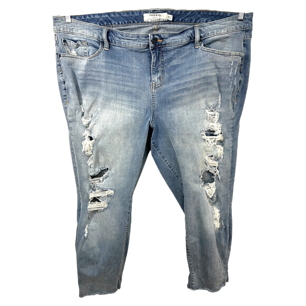 Torrid Plus Size 26 Jeans Skinny Ripped Distressed‎ Blue High Rise 1638